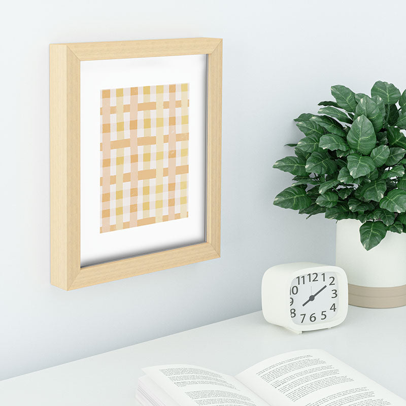 Menina Lisboa Yellow Pink Gingham Recessed Framing Rectangle