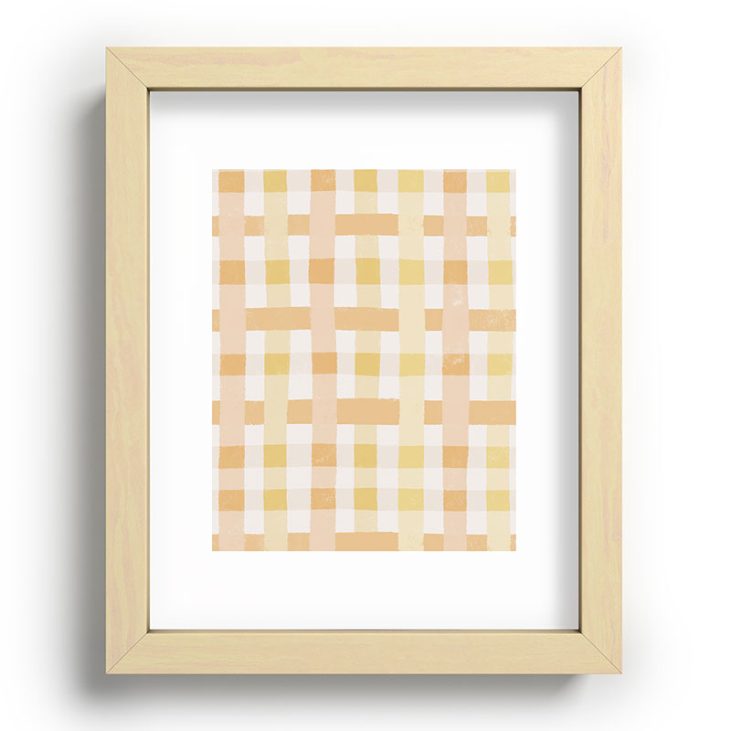 Menina Lisboa Yellow Pink Gingham Recessed Framing Rectangle
