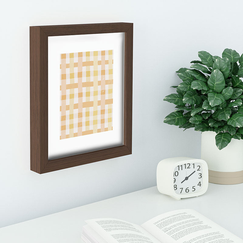 Menina Lisboa Yellow Pink Gingham Recessed Framing Rectangle