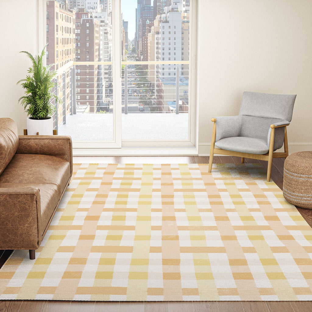 Menina Lisboa Yellow Pink Gingham Area Rug