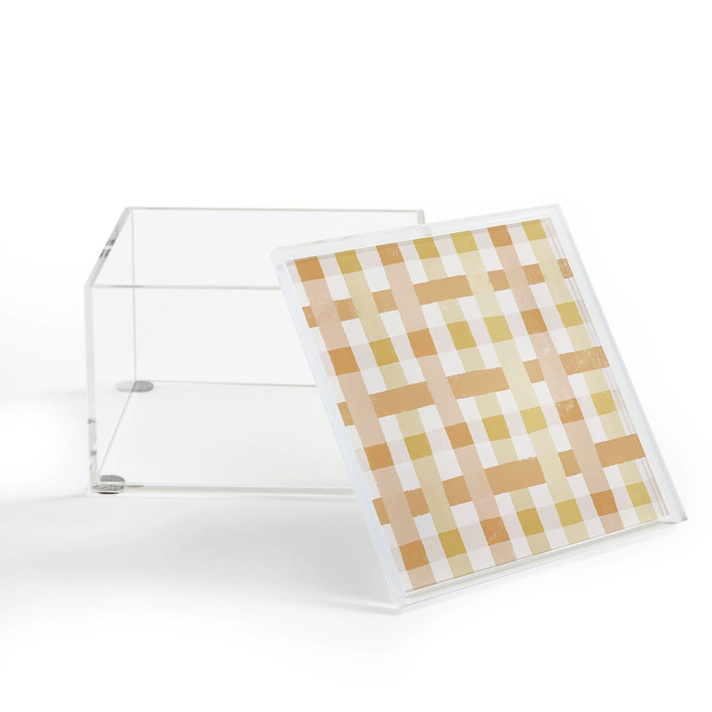 Menina Lisboa Yellow Pink Gingham Acrylic Box