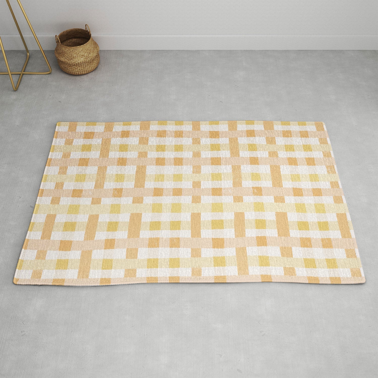 Menina Lisboa Yellow Pink Gingham Area Rug