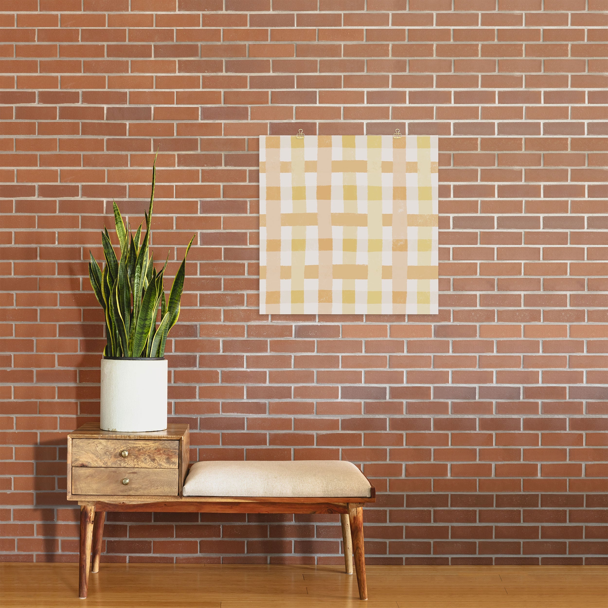 Menina Lisboa Yellow Pink Gingham Art Print