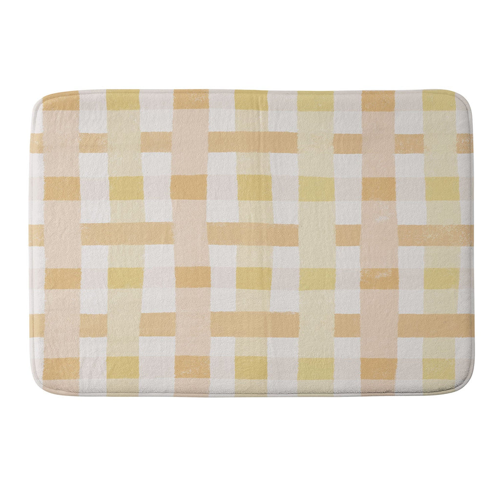 Menina Lisboa Yellow Pink Gingham Memory Foam Bath Mat