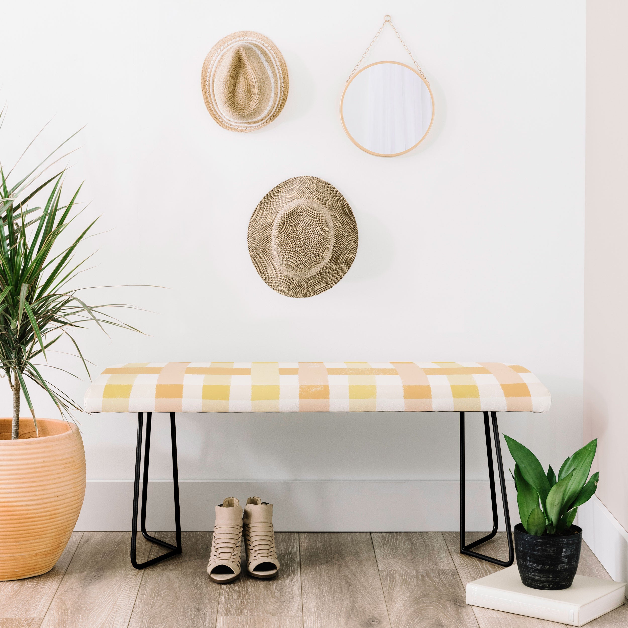 Menina Lisboa Yellow Pink Gingham Bench