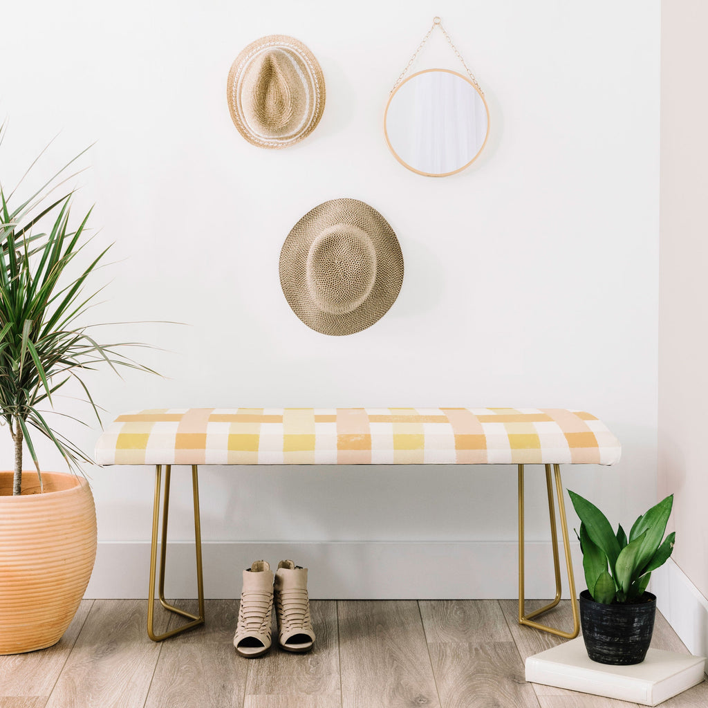 Menina Lisboa Yellow Pink Gingham Bench