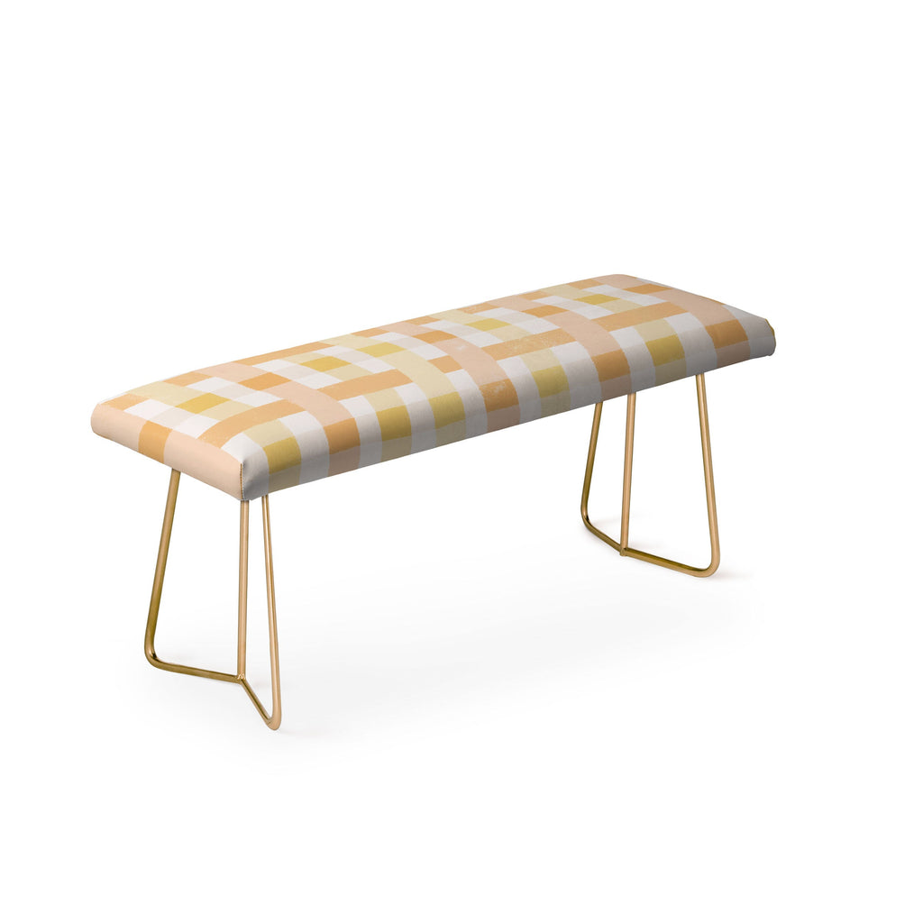 Menina Lisboa Yellow Pink Gingham Bench