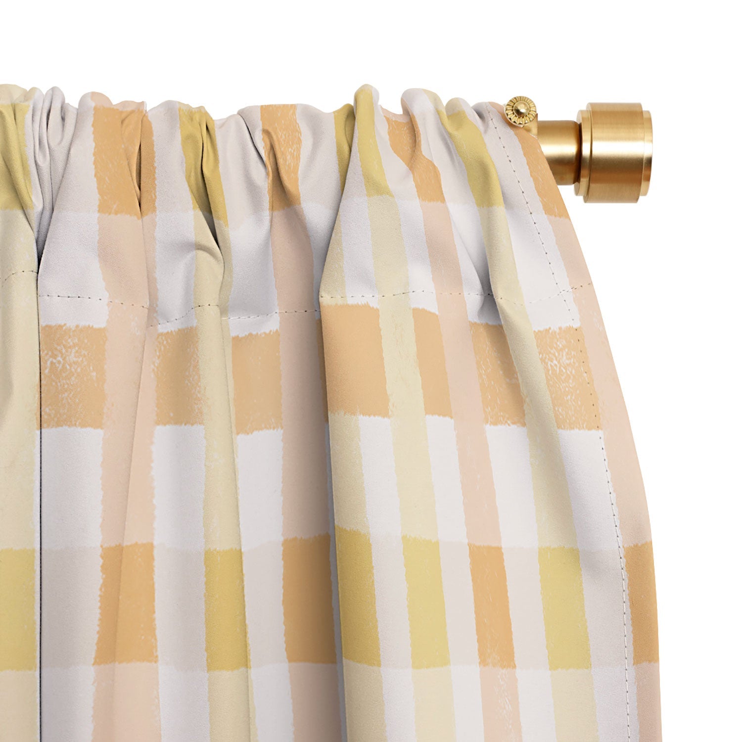Menina Lisboa Yellow Pink Gingham Blackout Window Curtain