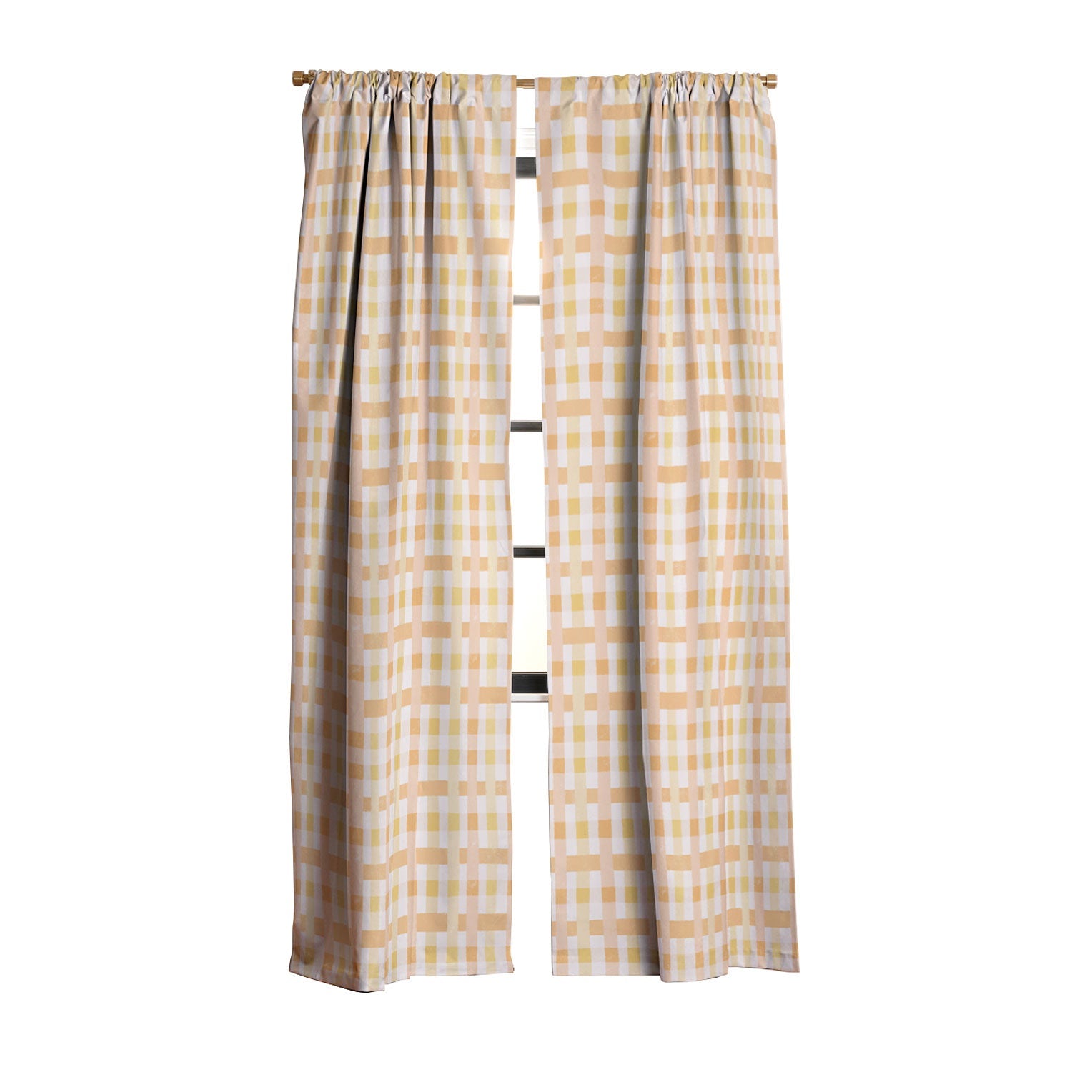 Menina Lisboa Yellow Pink Gingham Blackout Window Curtain