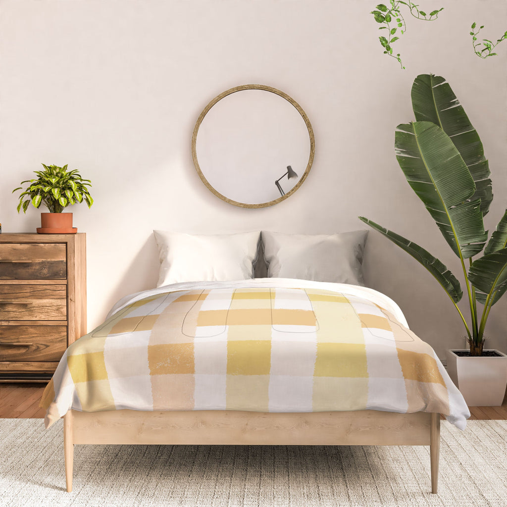 Menina Lisboa Yellow Pink Gingham Comforter