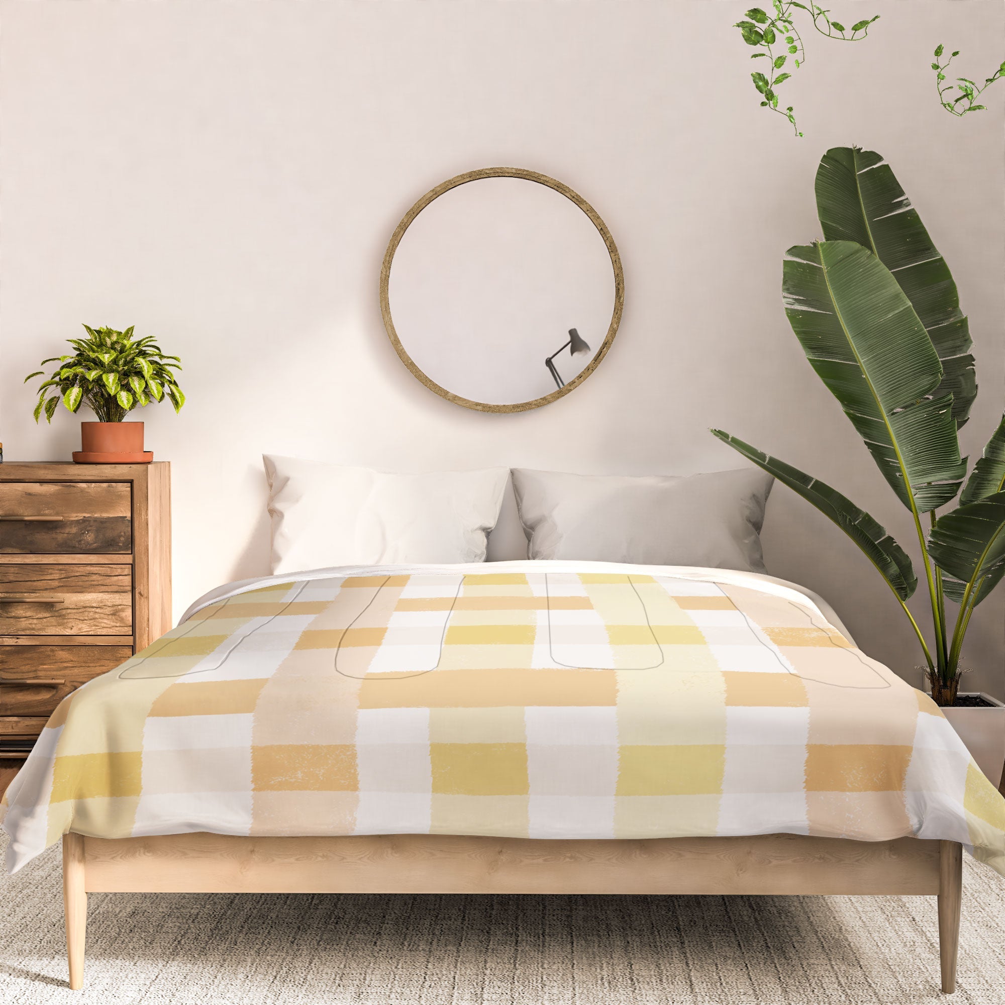 Menina Lisboa Yellow Pink Gingham Comforter