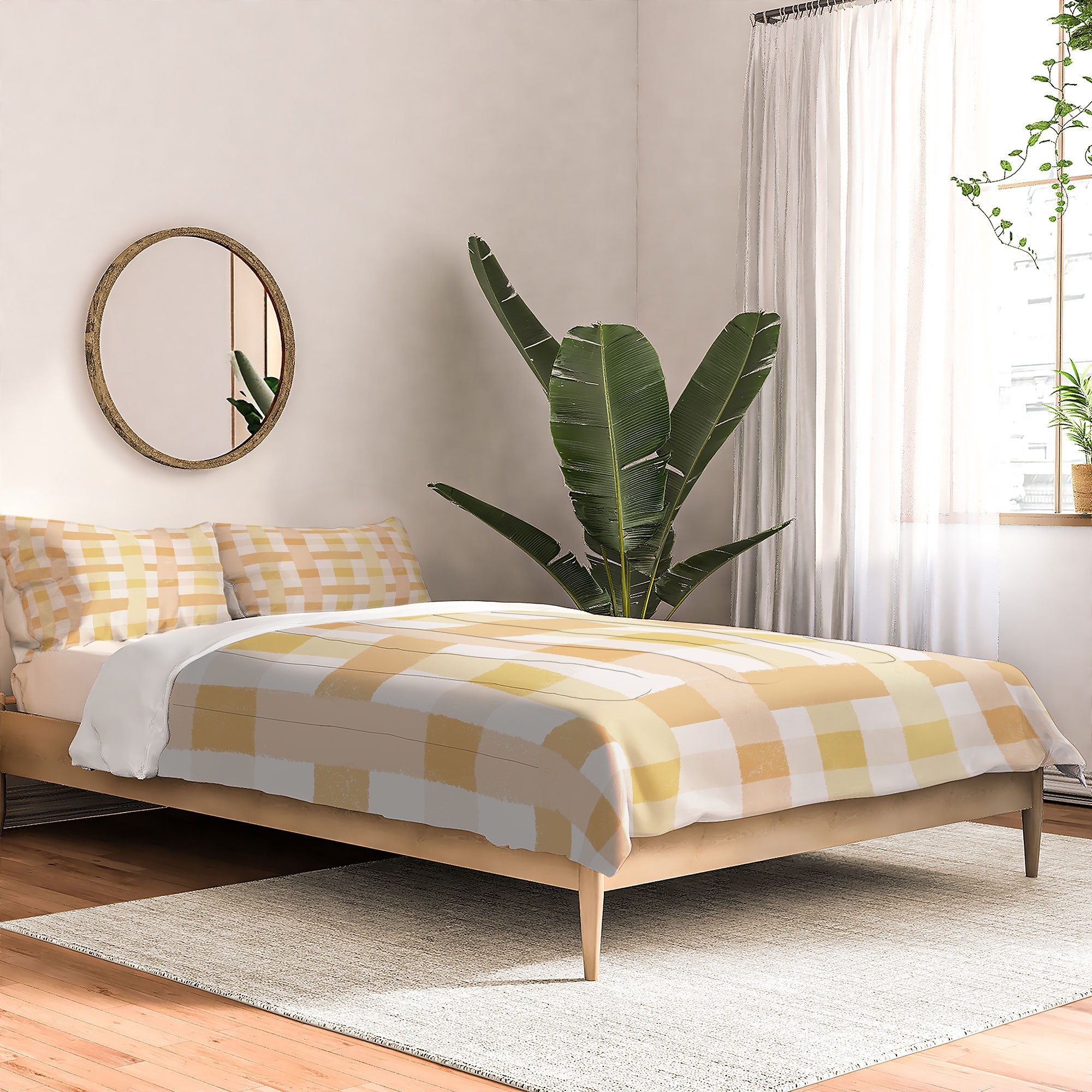 Menina Lisboa Yellow Pink Gingham Comforter