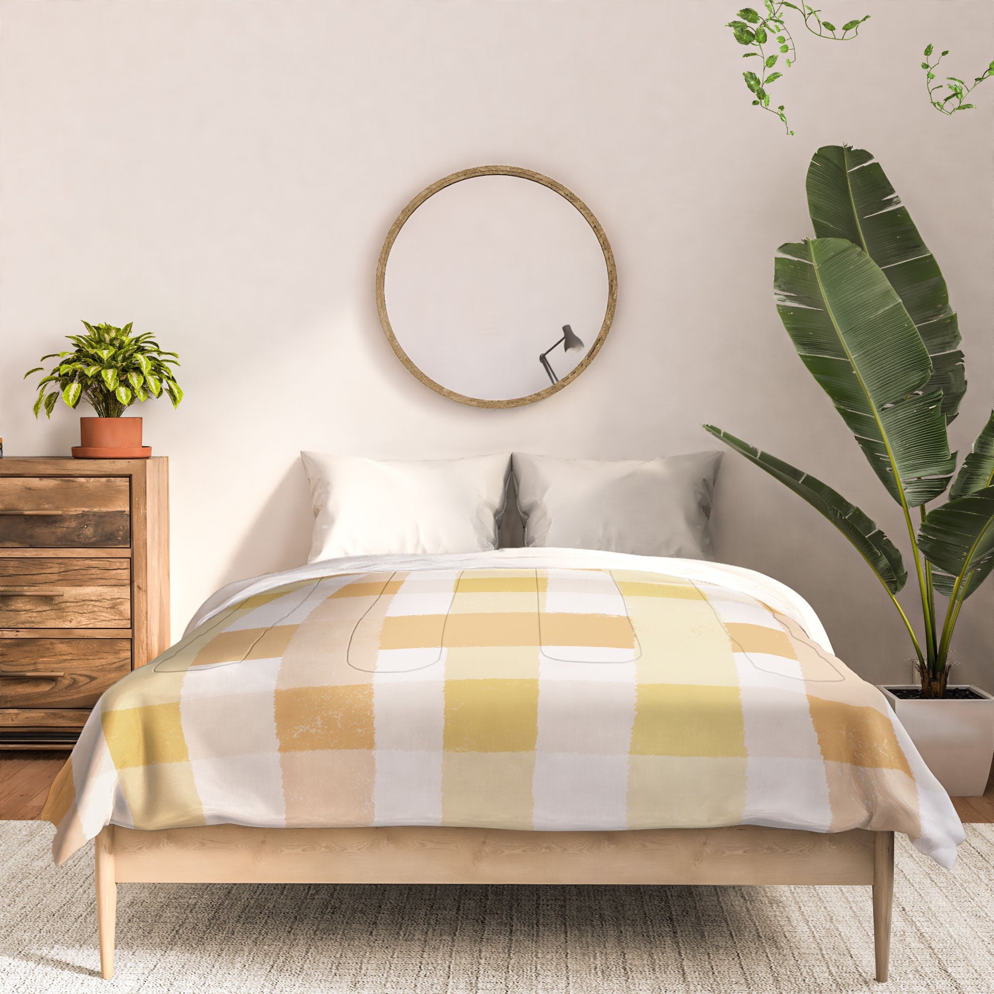 Menina Lisboa Yellow Pink Gingham Comforter