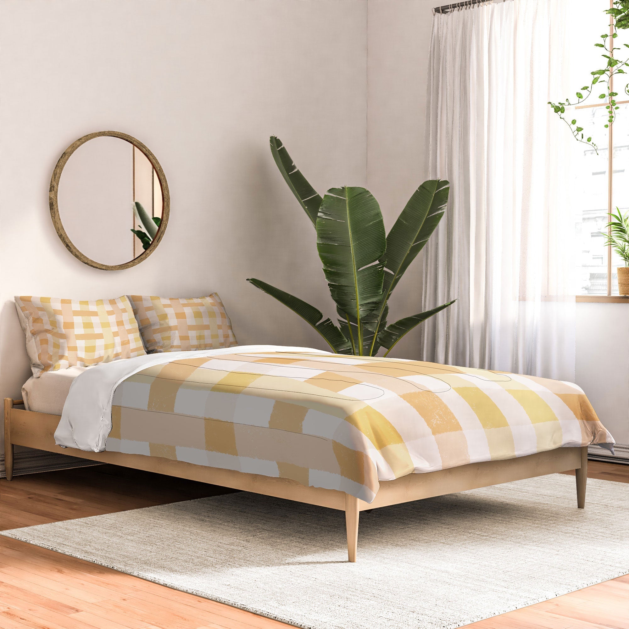 Menina Lisboa Yellow Pink Gingham Comforter