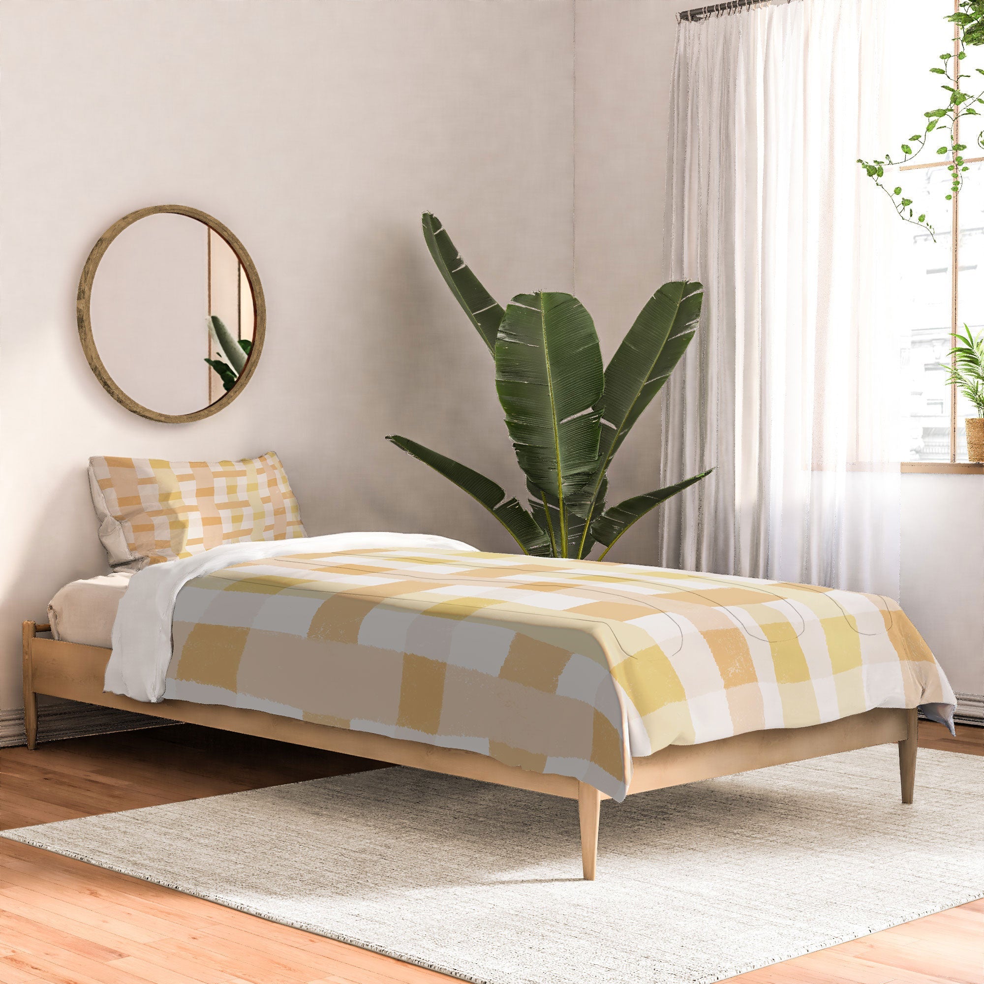 Menina Lisboa Yellow Pink Gingham Comforter