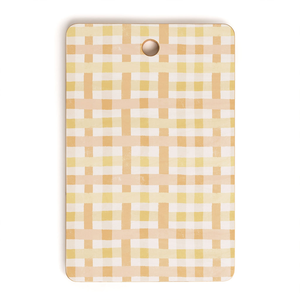 Menina Lisboa Yellow Pink Gingham Cutting Board Rectangle