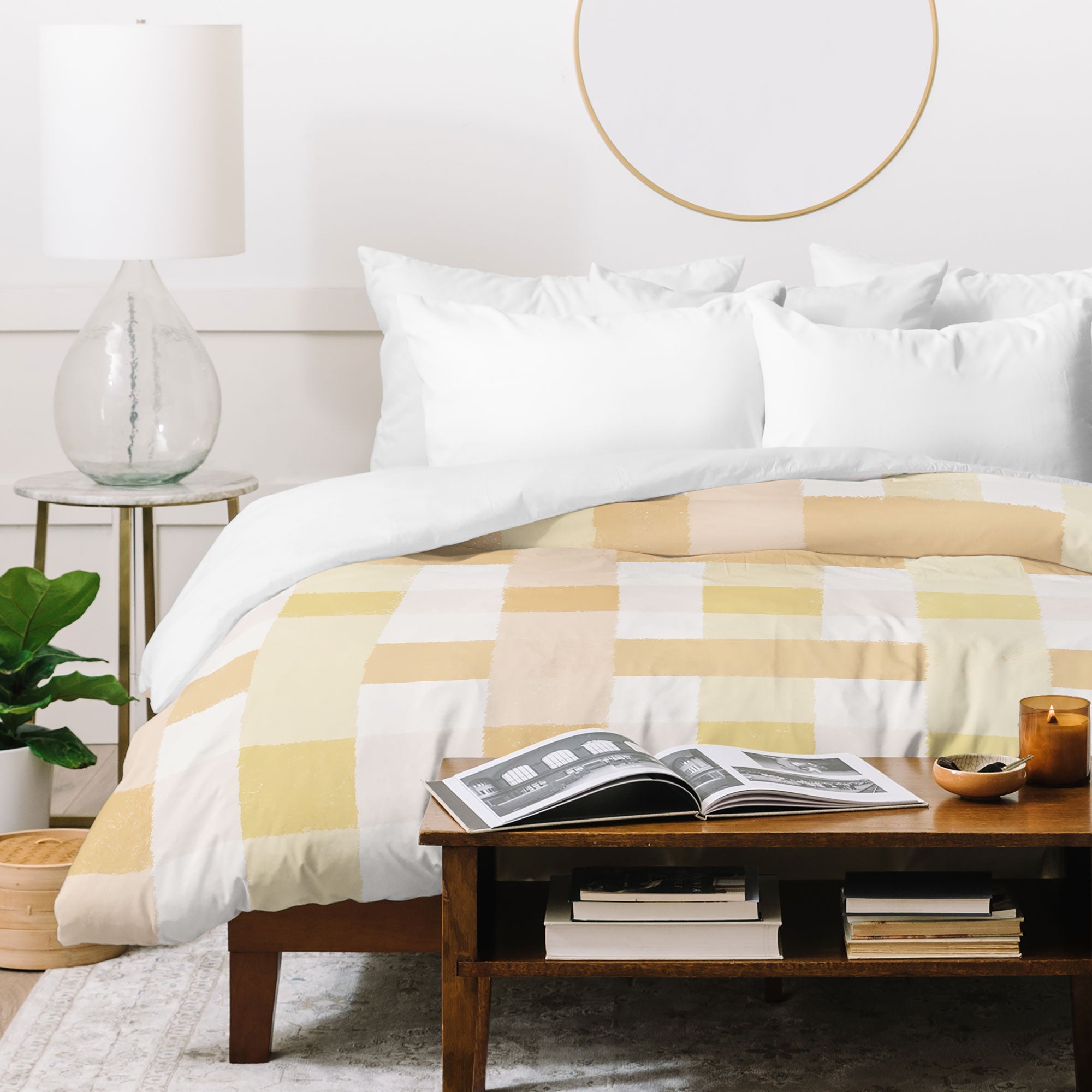 Menina Lisboa Yellow Pink Gingham Duvet Cover