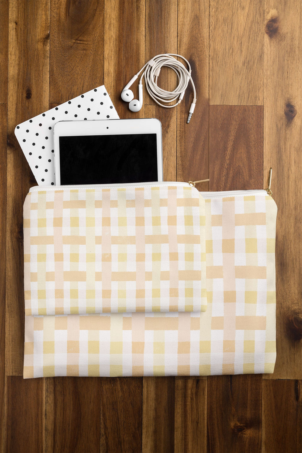Menina Lisboa Yellow Pink Gingham Pouch