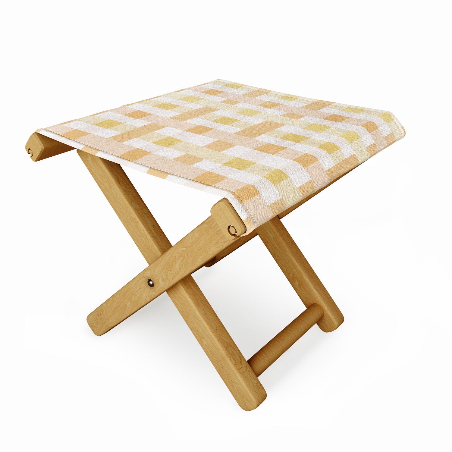 Menina Lisboa Yellow Pink Gingham Folding Stool