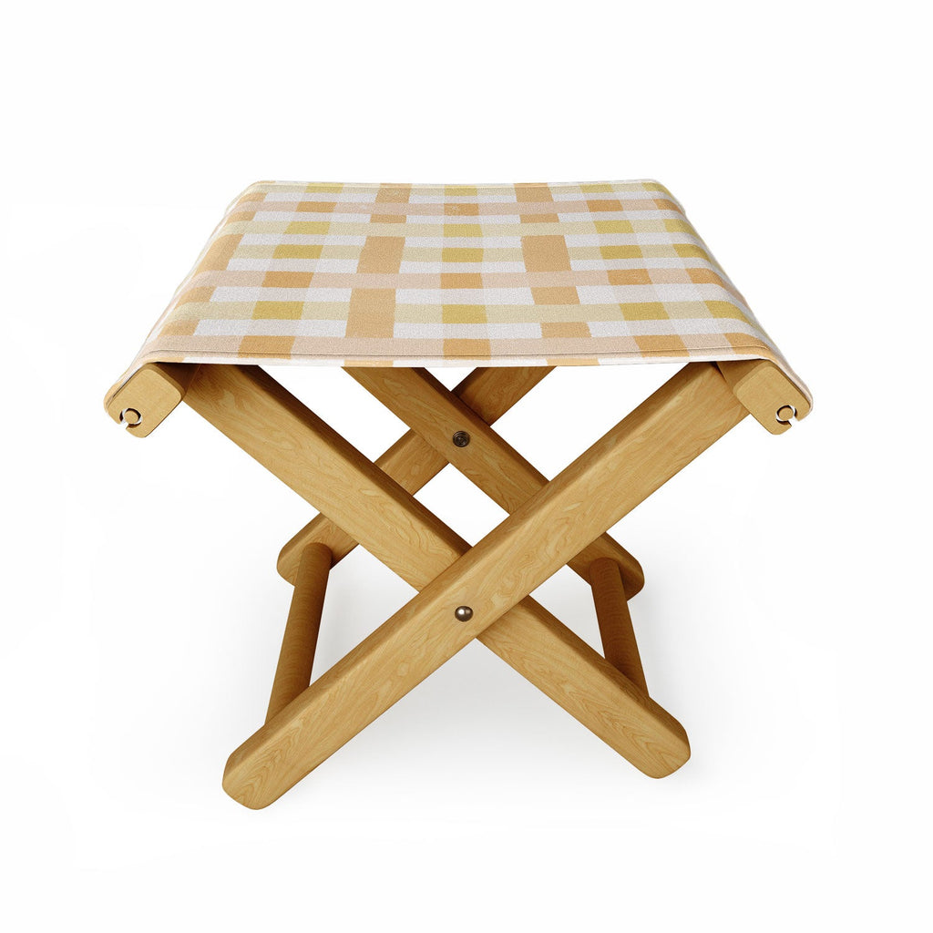 Menina Lisboa Yellow Pink Gingham Folding Stool