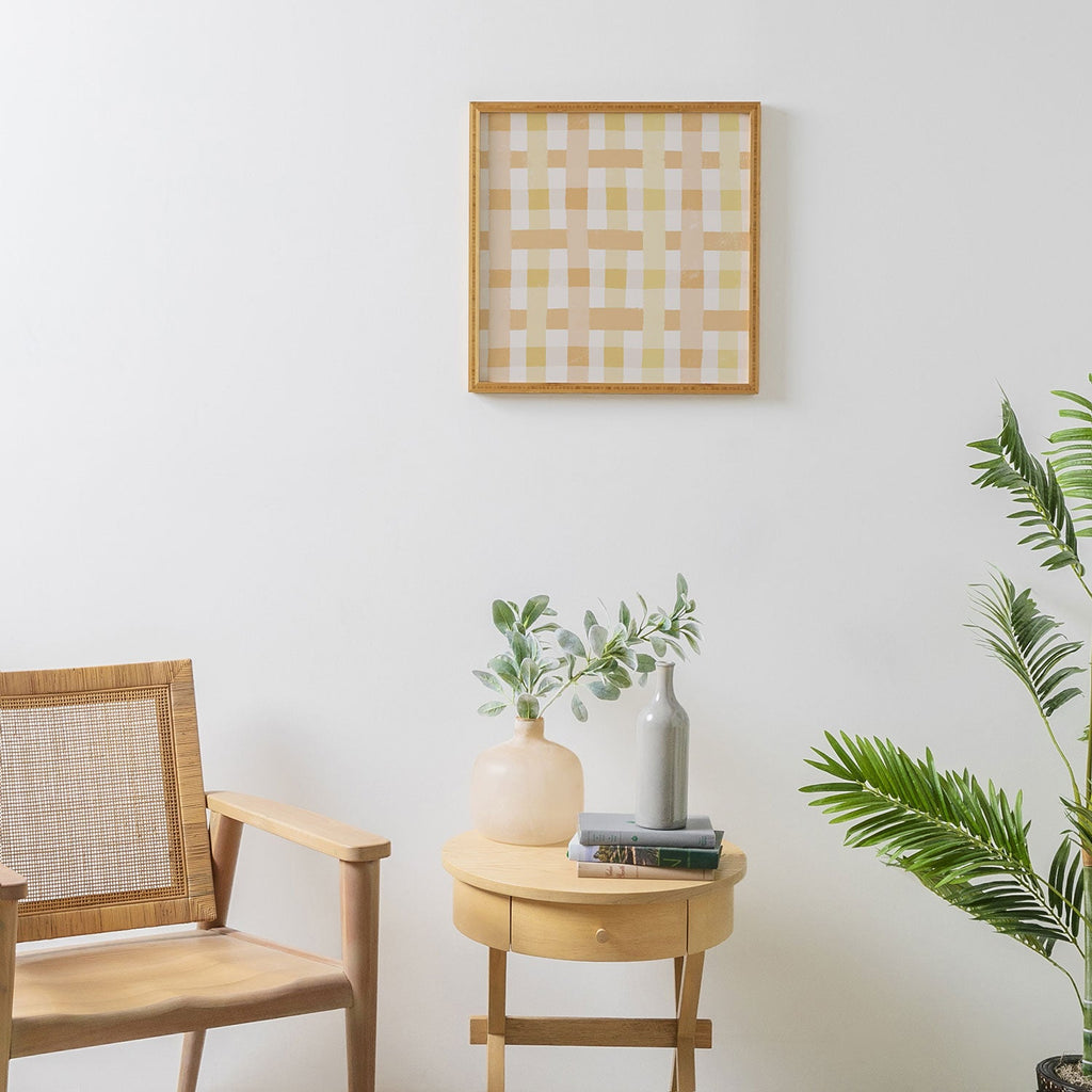 Menina Lisboa Yellow Pink Gingham Framed Wall Art