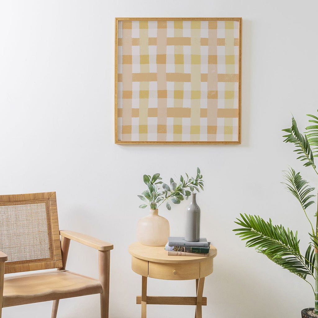Menina Lisboa Yellow Pink Gingham Framed Wall Art