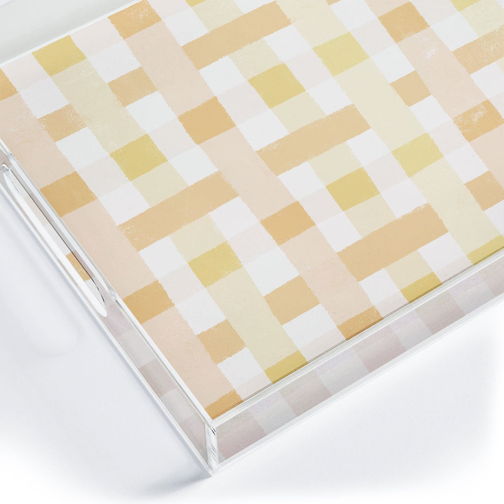 Menina Lisboa Yellow Pink Gingham Acrylic Tray
