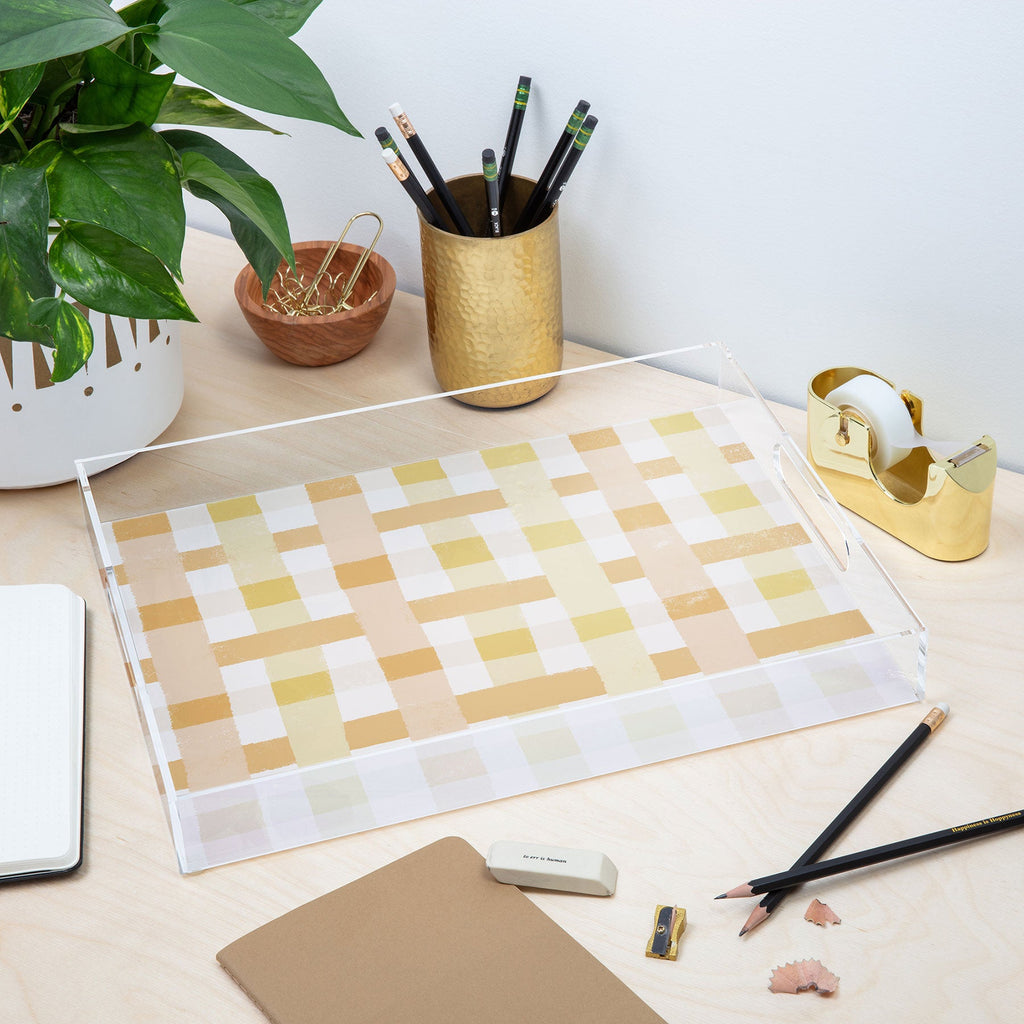 Menina Lisboa Yellow Pink Gingham Acrylic Tray