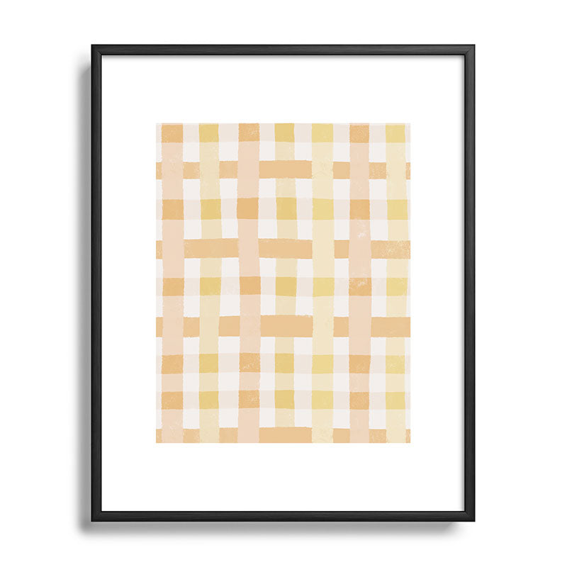 Menina Lisboa Yellow Pink Gingham Metal Framed Art Print