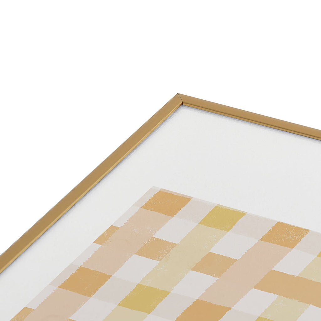 Menina Lisboa Yellow Pink Gingham Metal Framed Art Print