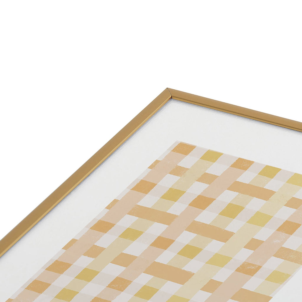 Menina Lisboa Yellow Pink Gingham Metal Framed Art Print