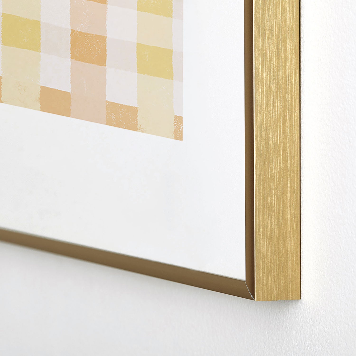 Menina Lisboa Yellow Pink Gingham Metal Framed Art Print