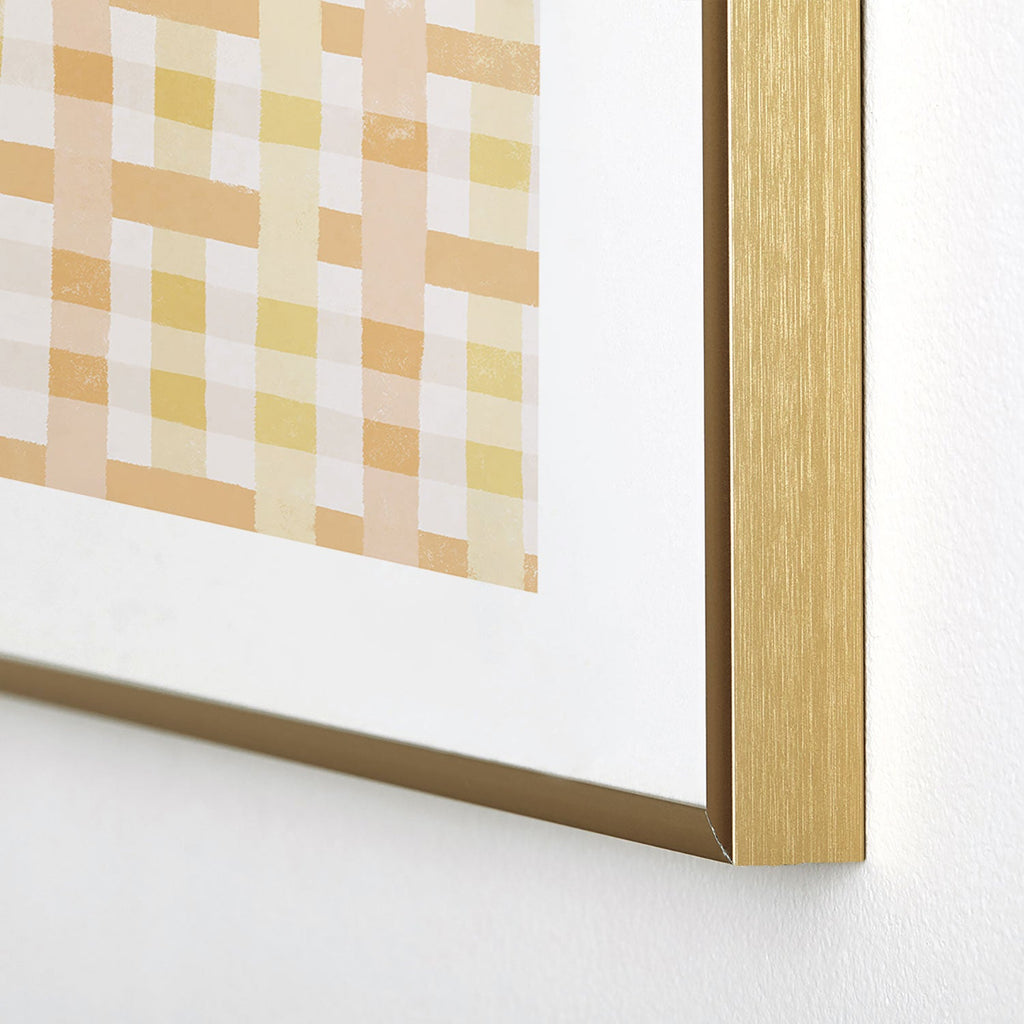 Menina Lisboa Yellow Pink Gingham Metal Framed Art Print