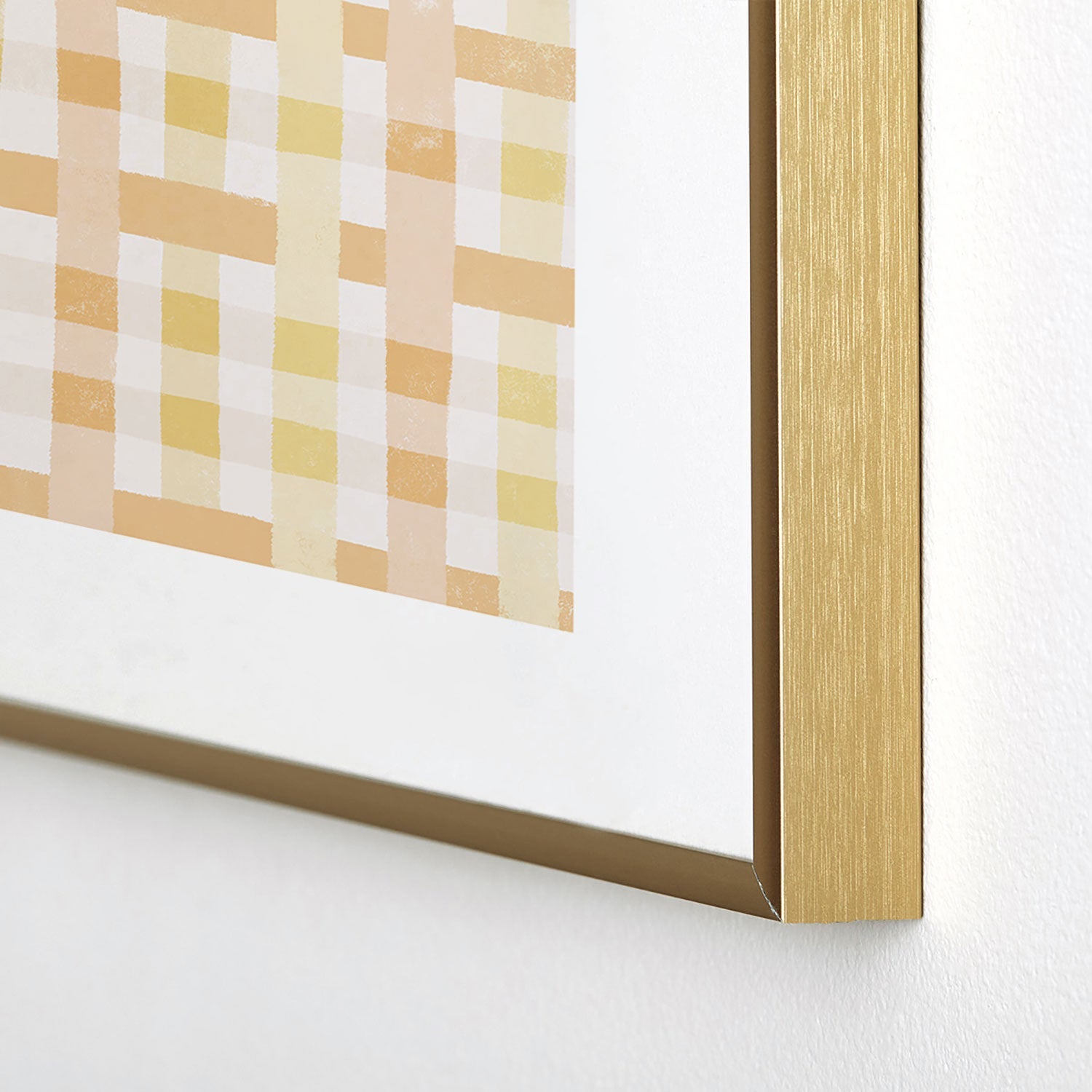 Menina Lisboa Yellow Pink Gingham Metal Framed Art Print