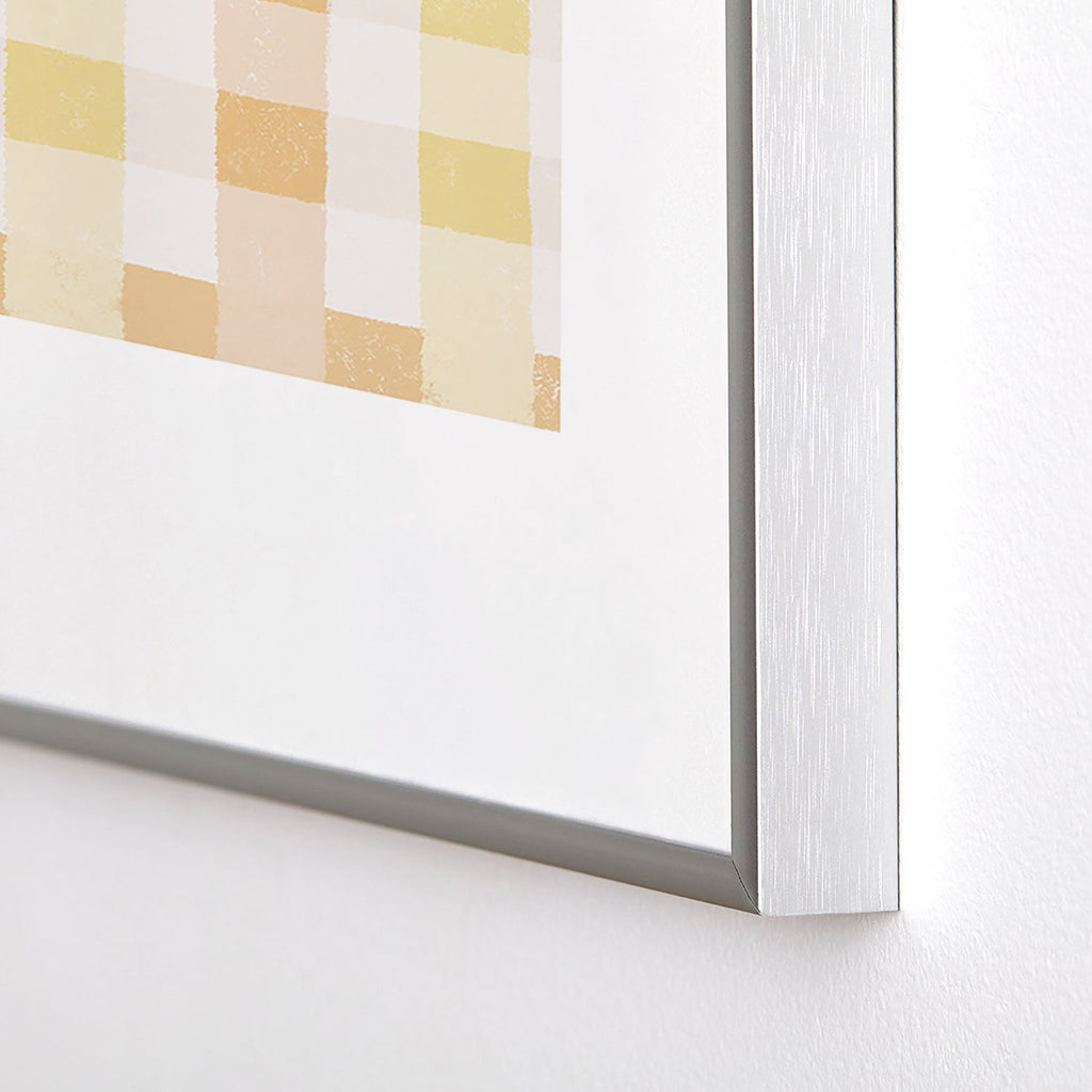 Menina Lisboa Yellow Pink Gingham Metal Framed Art Print