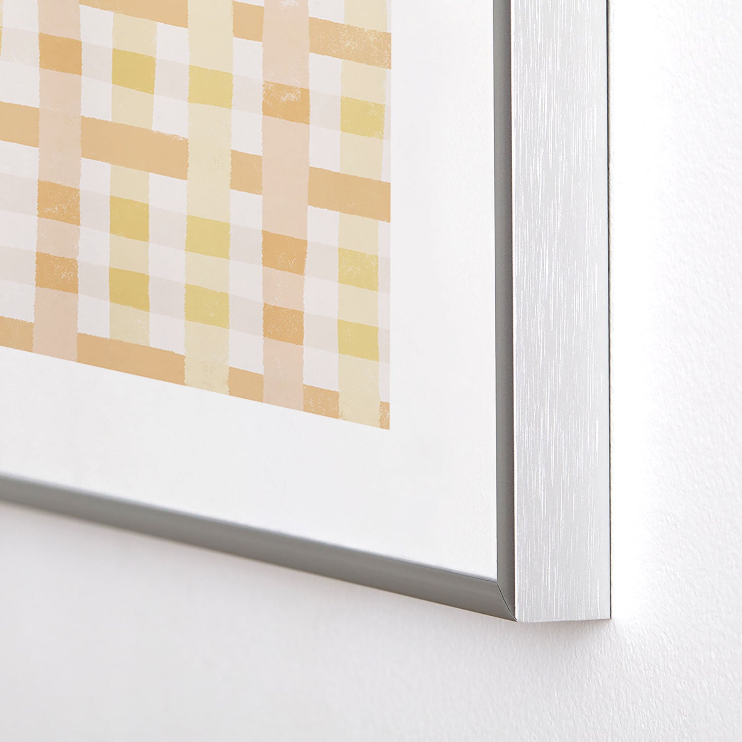 Menina Lisboa Yellow Pink Gingham Metal Framed Art Print