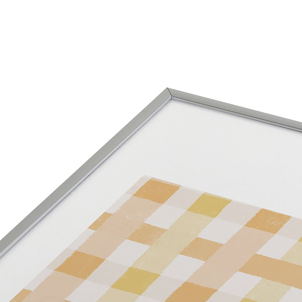 Menina Lisboa Yellow Pink Gingham Metal Framed Art Print