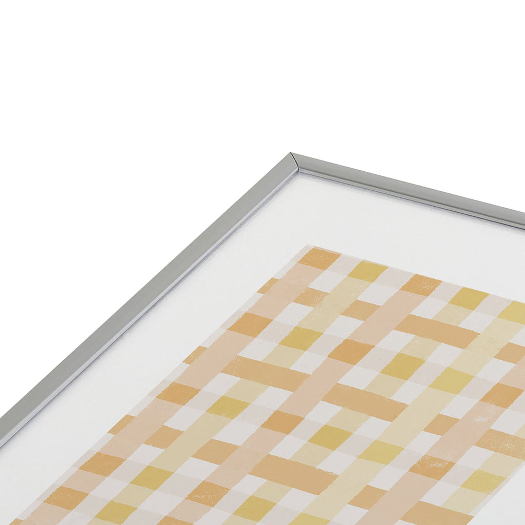 Menina Lisboa Yellow Pink Gingham Metal Framed Art Print