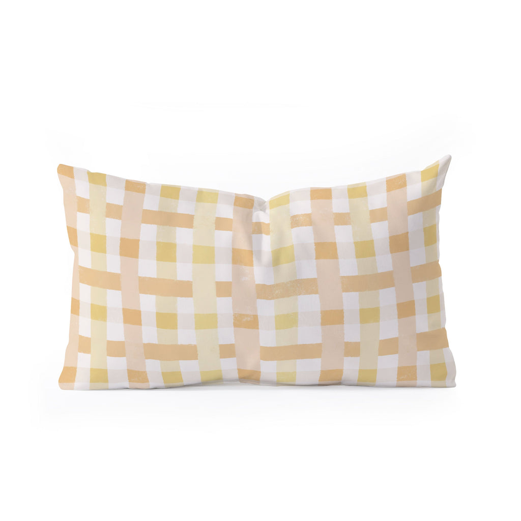 Menina Lisboa Yellow Pink Gingham Oblong Throw Pillow