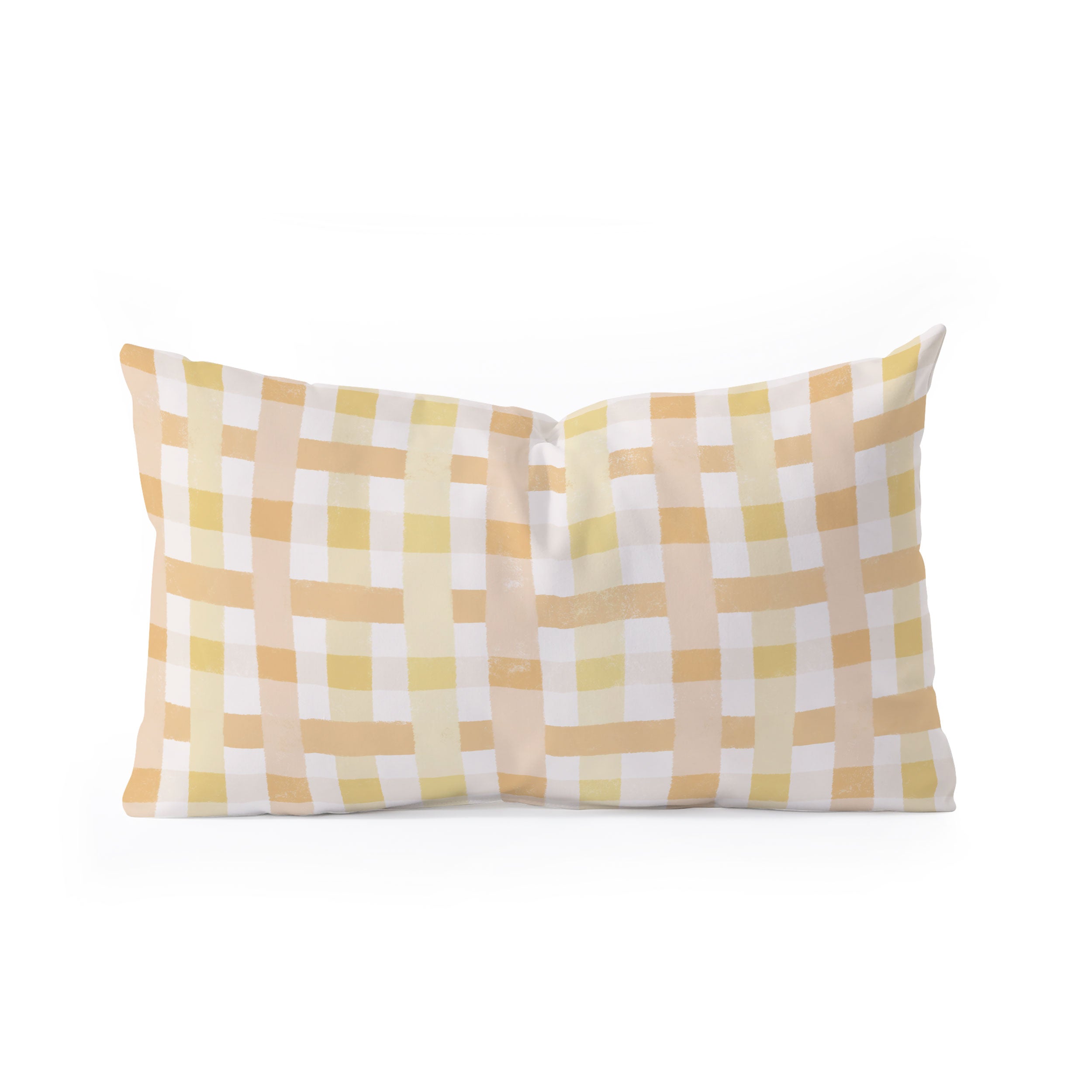 Menina Lisboa Yellow Pink Gingham Oblong Throw Pillow