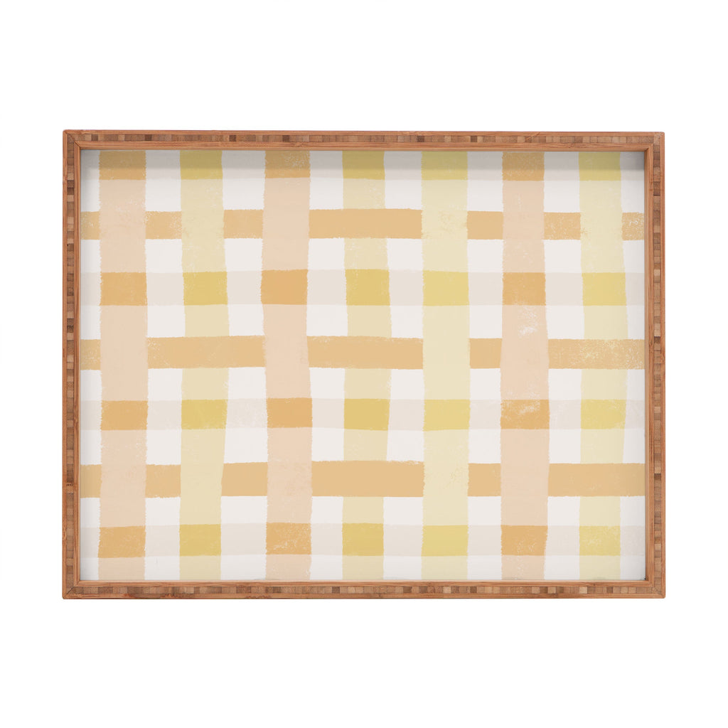 Menina Lisboa Yellow Pink Gingham Rectangular Tray