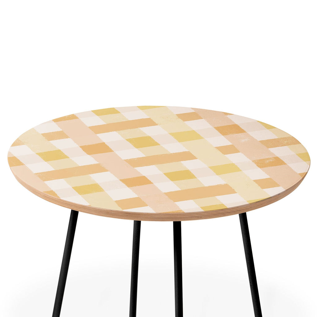 Menina Lisboa Yellow Pink Gingham Round Side Table