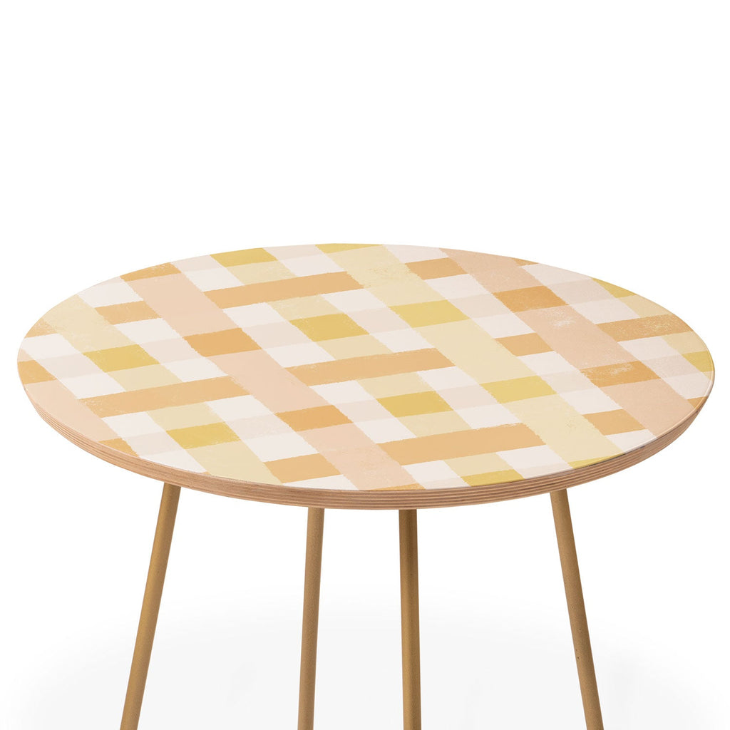 Menina Lisboa Yellow Pink Gingham Round Side Table