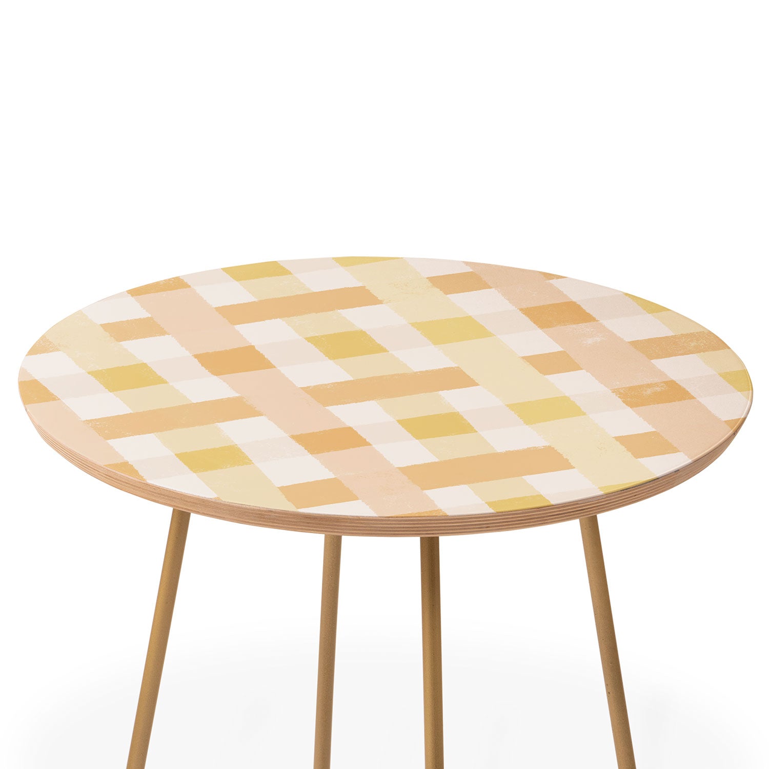 Menina Lisboa Yellow Pink Gingham Round Side Table