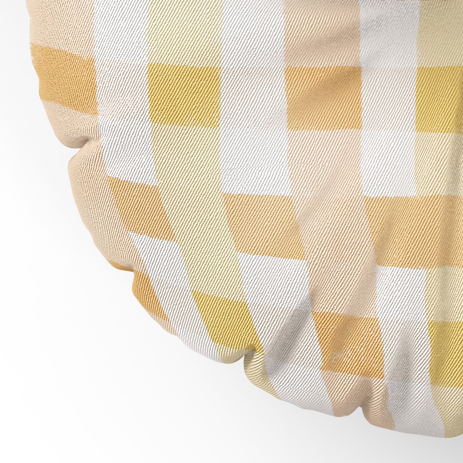 Menina Lisboa Yellow Pink Gingham Floor Pillow Round