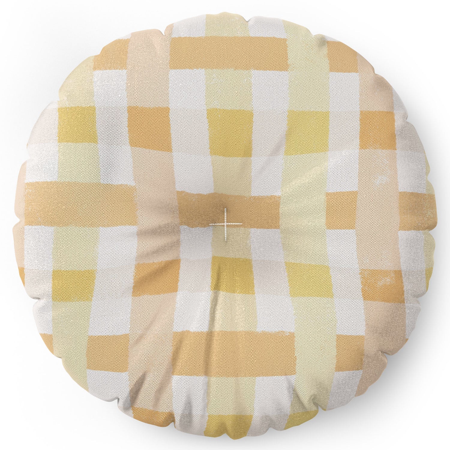 Menina Lisboa Yellow Pink Gingham Floor Pillow Round