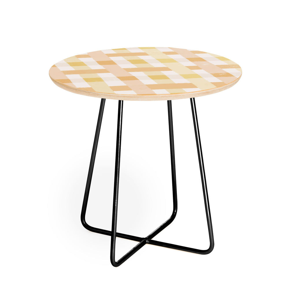 Menina Lisboa Yellow Pink Gingham Round Side Table