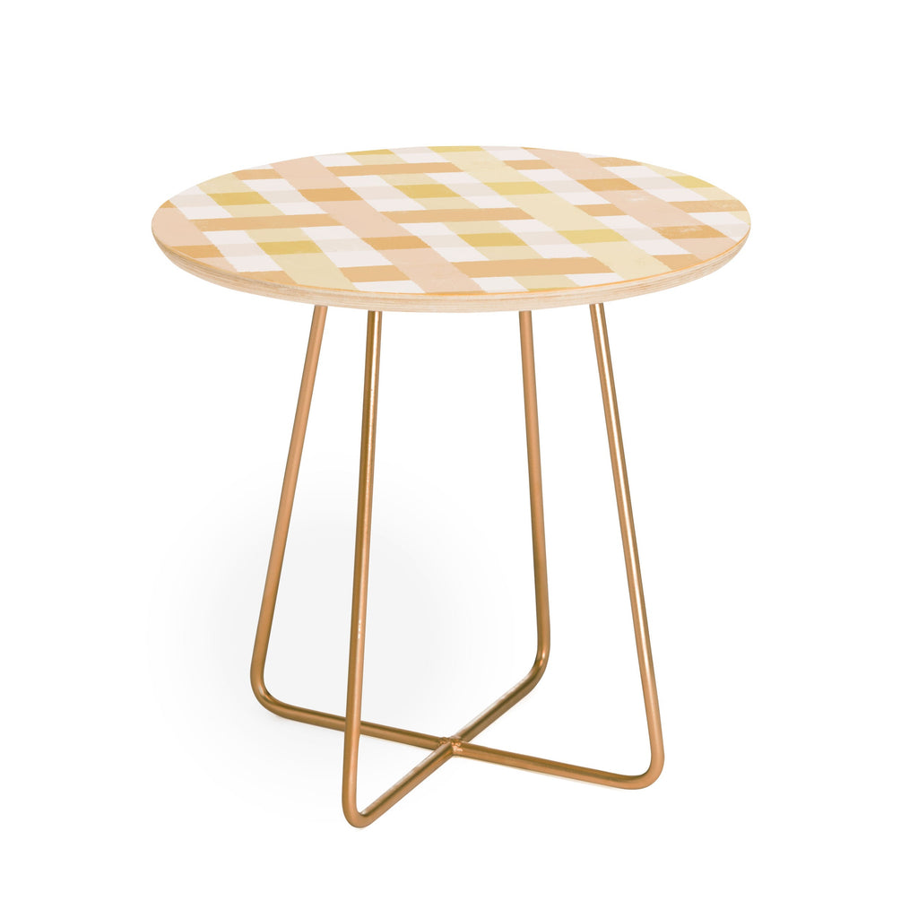 Menina Lisboa Yellow Pink Gingham Round Side Table