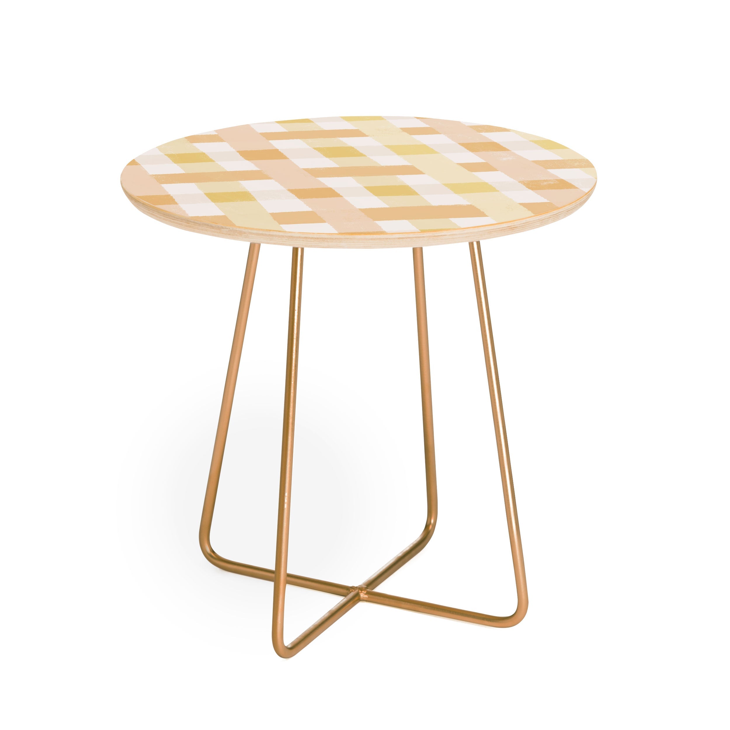 Menina Lisboa Yellow Pink Gingham Round Side Table