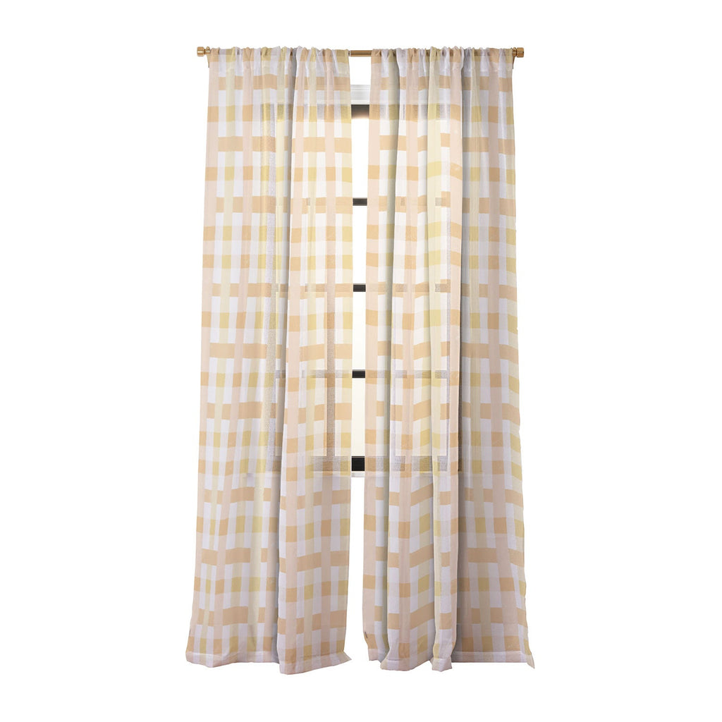 Menina Lisboa Yellow Pink Gingham Sheer Non Repeat